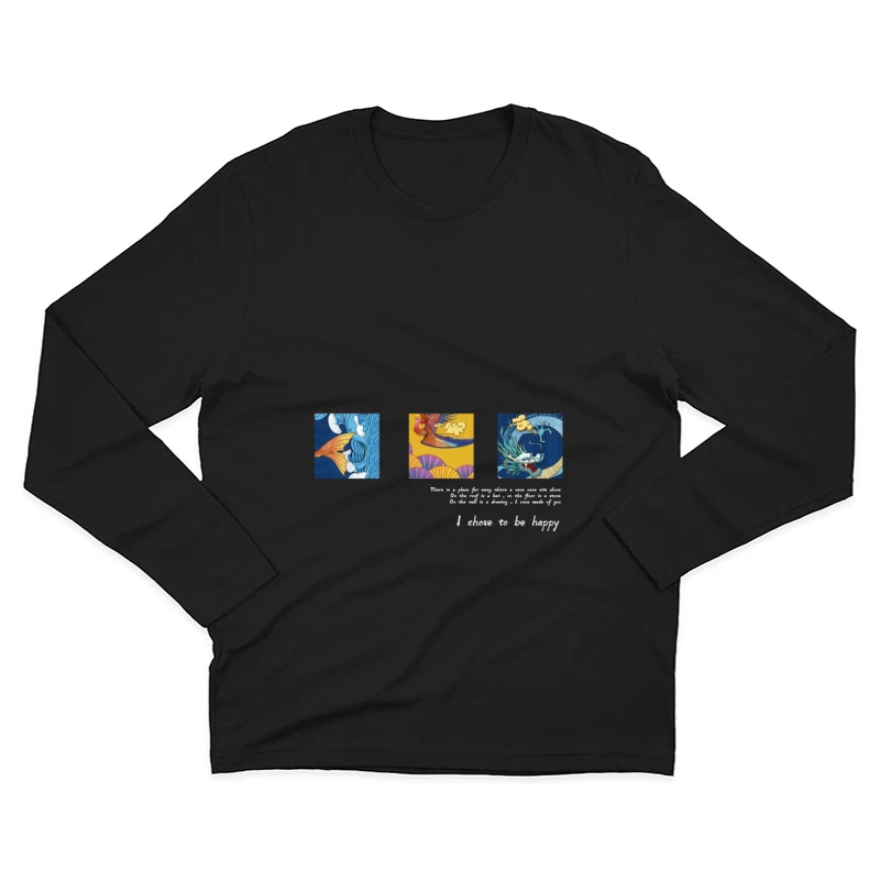 Drachen und Phönix Kunstmotiv Herren Langarm T-Shirt