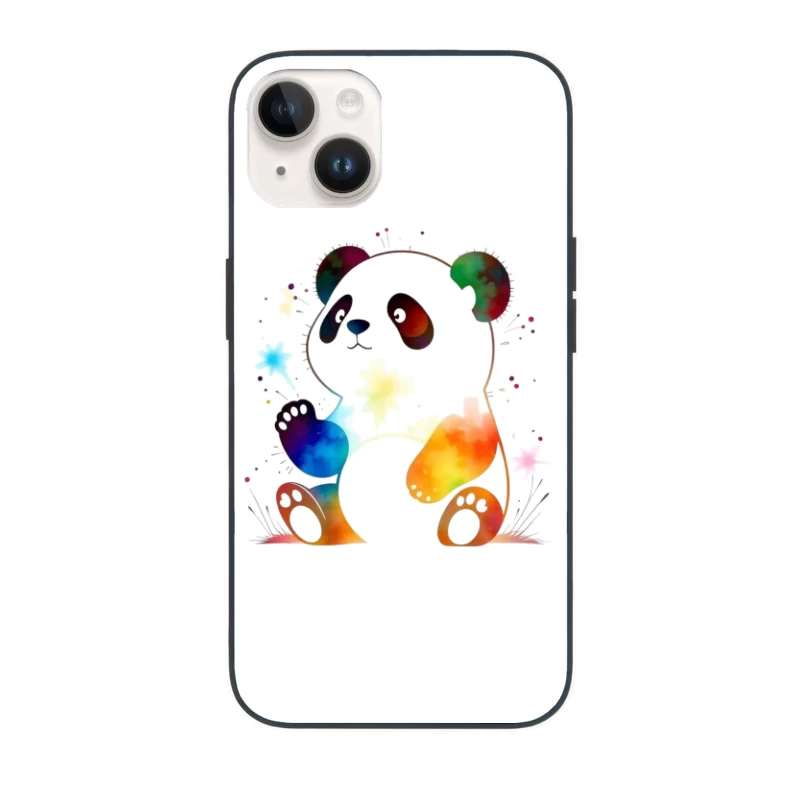 Colorful Watercolor Panda Bear Illustration iPhone Case