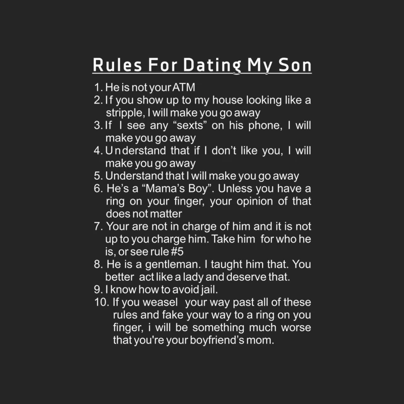 Rules For Dating My Son Male Pullover Sweatshirt