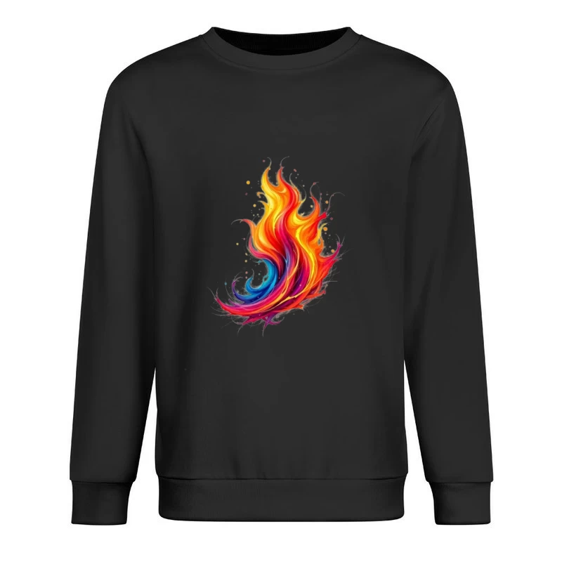 Vibrant Rainbow Flame Abstract Art Male Pullover Sweatshirt