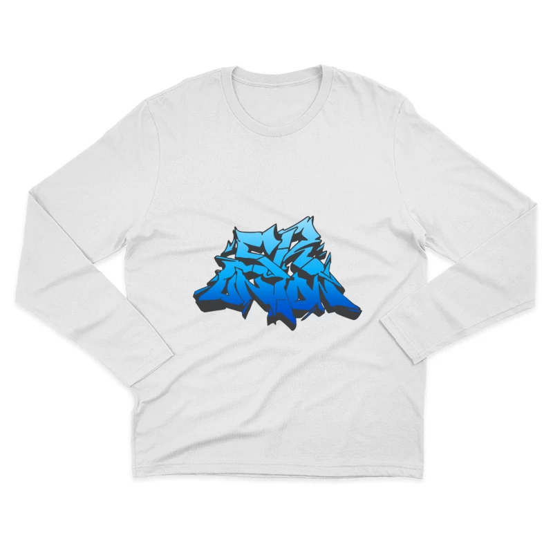 Blaues Graffiti-Design Herren Langarm T-Shirt