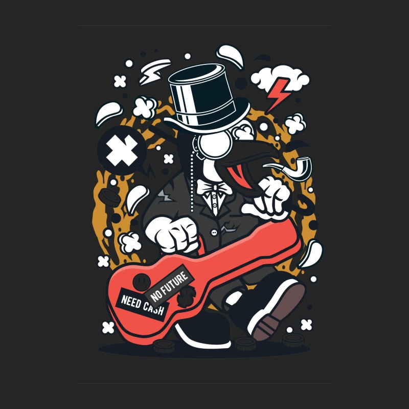 Pingouin rockeur avec étui de guitare Femme Sweat-shirt à enfiler