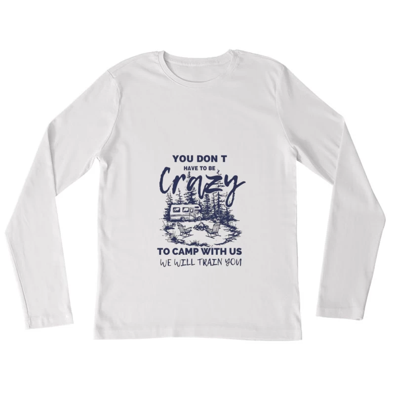 Camping Amusant avec des Amis Femme Manches Longues T-Shirt