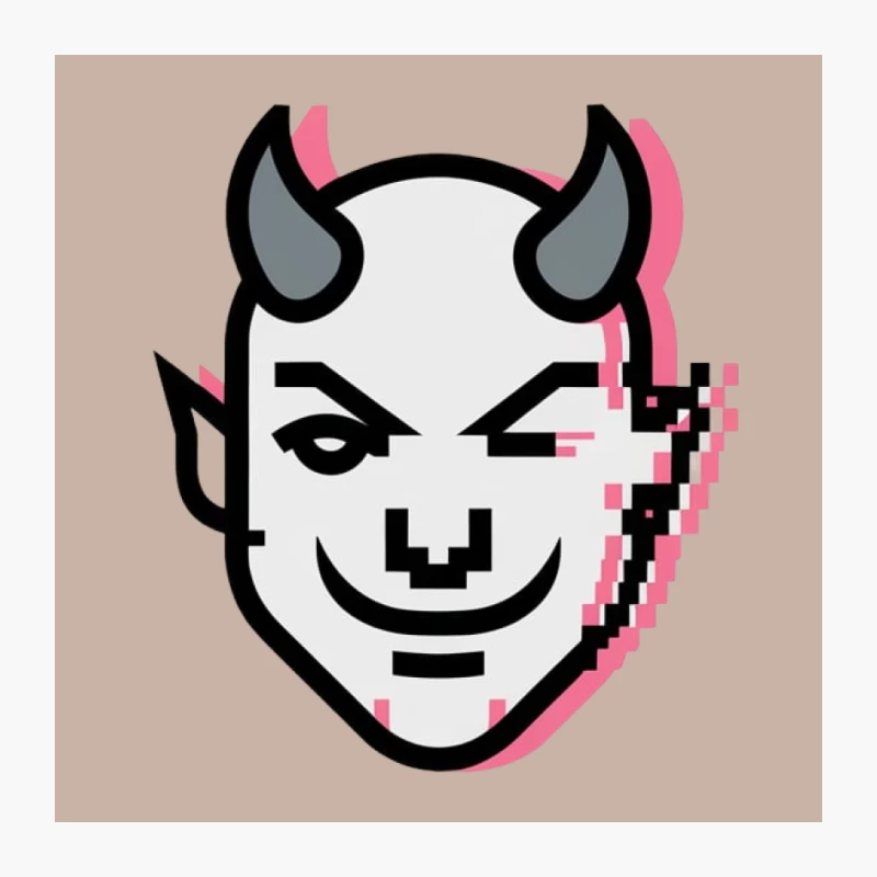 Cartoon Devil Demon Emoji Icon with Horns and Smile Pin