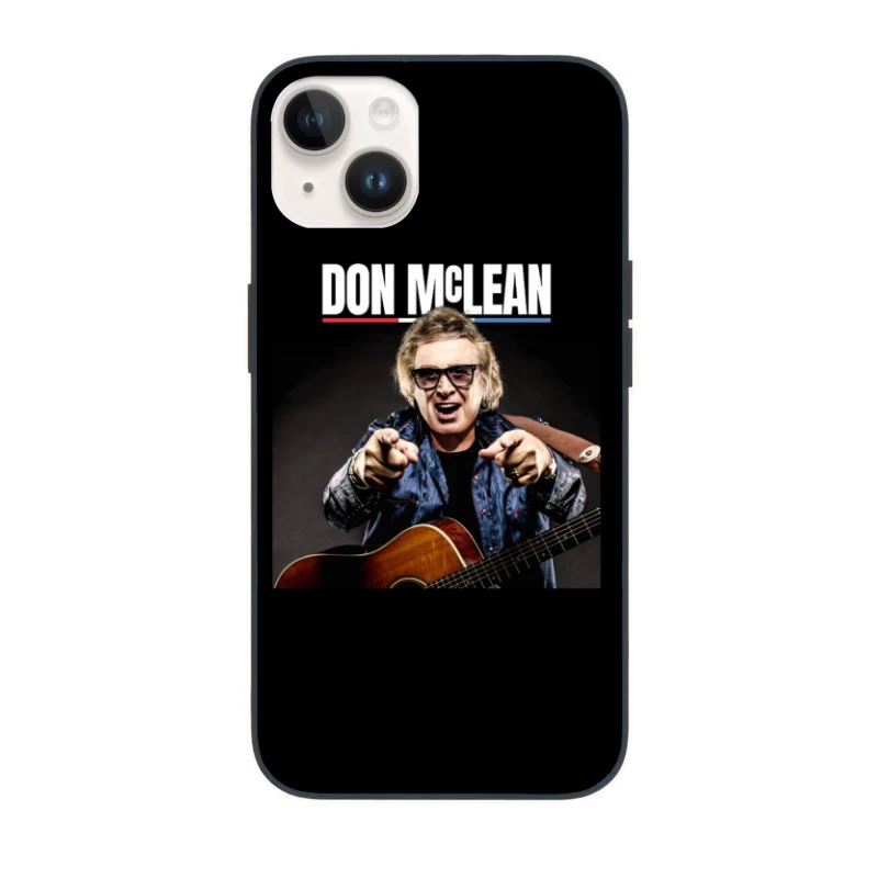 Energetic Musician Performing with Acoustic Guitar in Blue Jacket iPhone Case