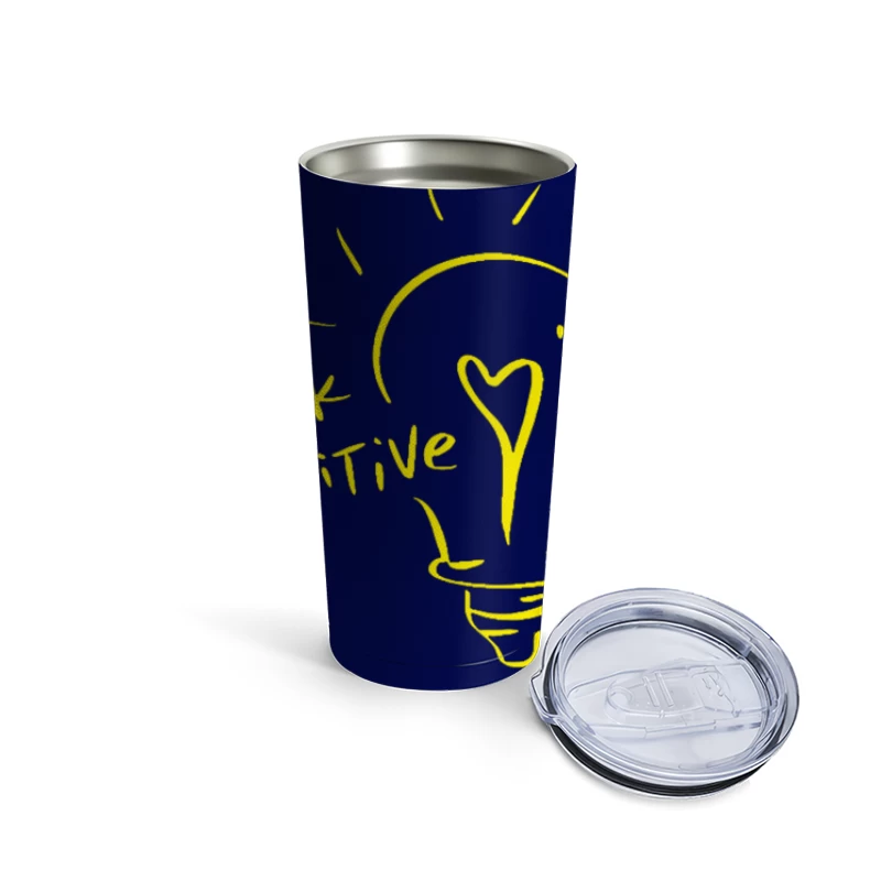 Positive Thinking Light Bulb Illustration Travel Mug