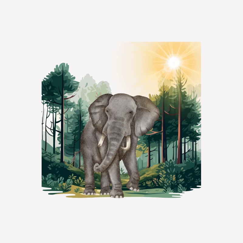 Majestic Elephant Walking in Tropical Forest Female T-Shirt