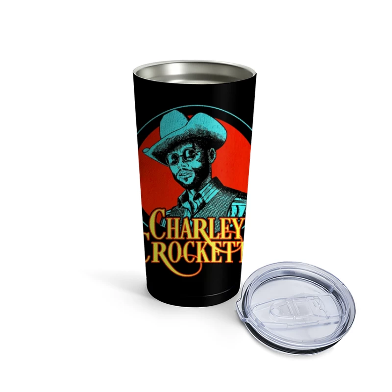 Vintage Charley Crockett Western Music Logo Design Travel Mug