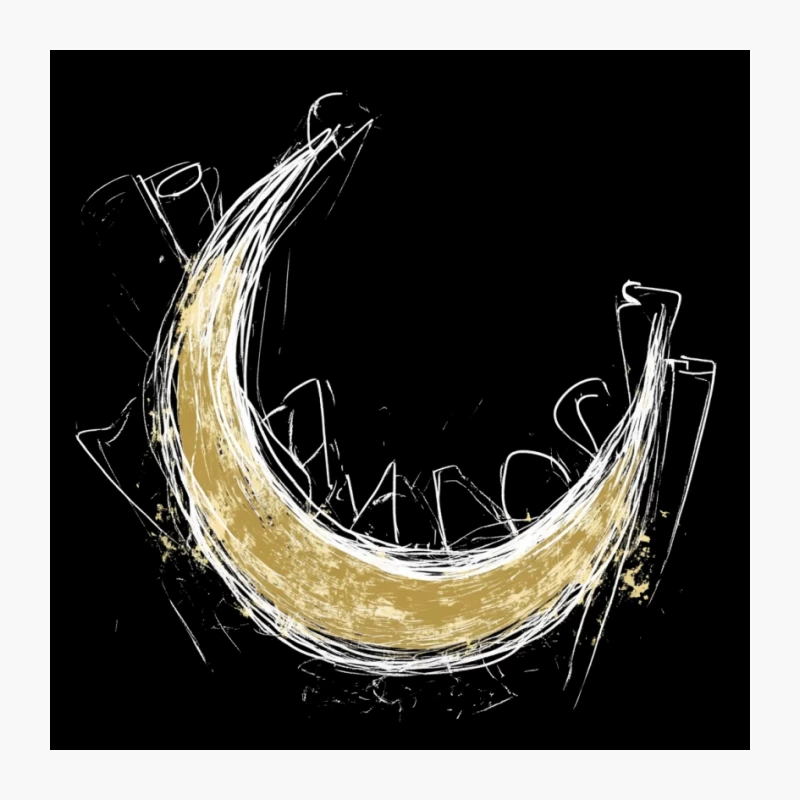 Minimalist Gold Crescent Abstract Brush Stroke Pin