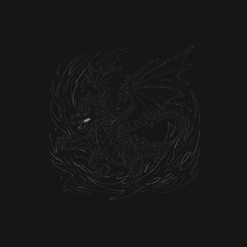 Fiery Dragon Illustration Male Long Sleeve T-Shirt