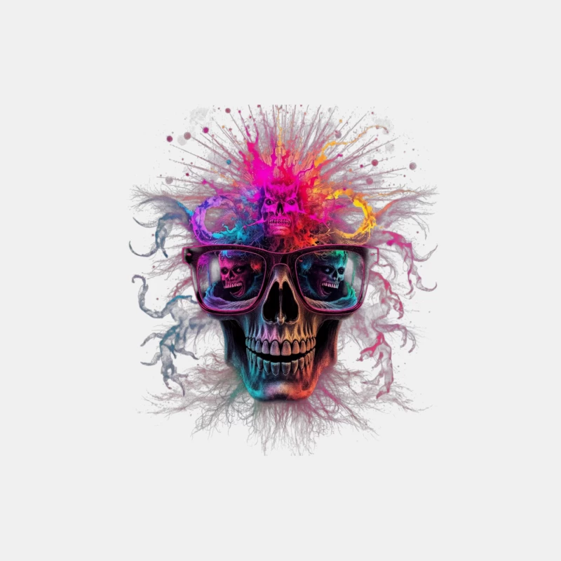 Psychedelic Skull with Reflective Sunglasses in Vibrant Colors Male Tank Top