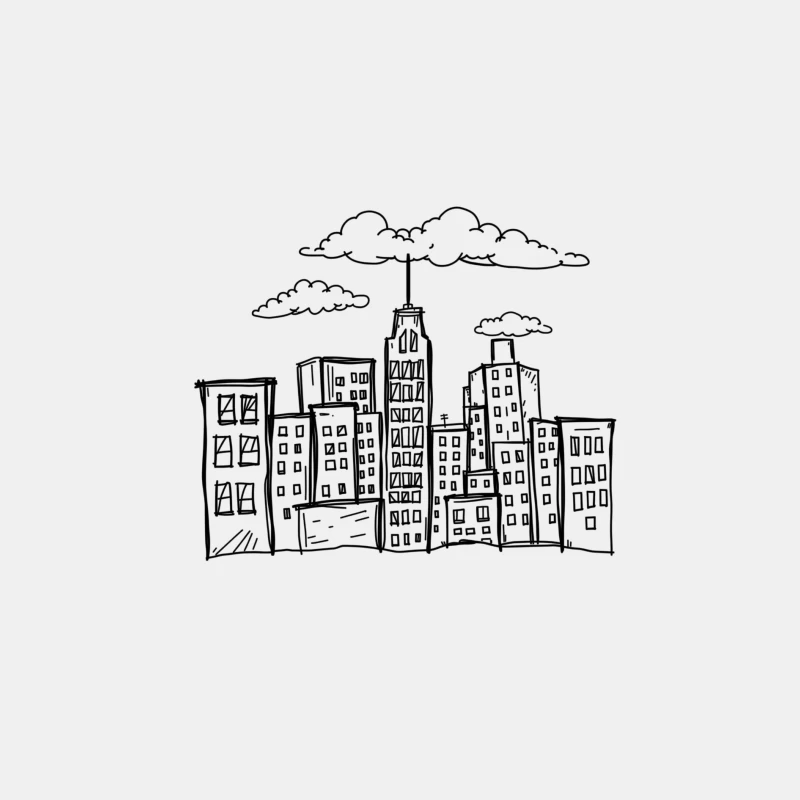 Artistic Doodle of a City Skyline Male Tank Top