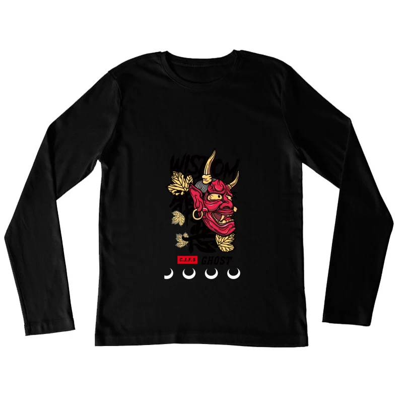 Weisheit Oni Maske Design Damen Langarm T-Shirt