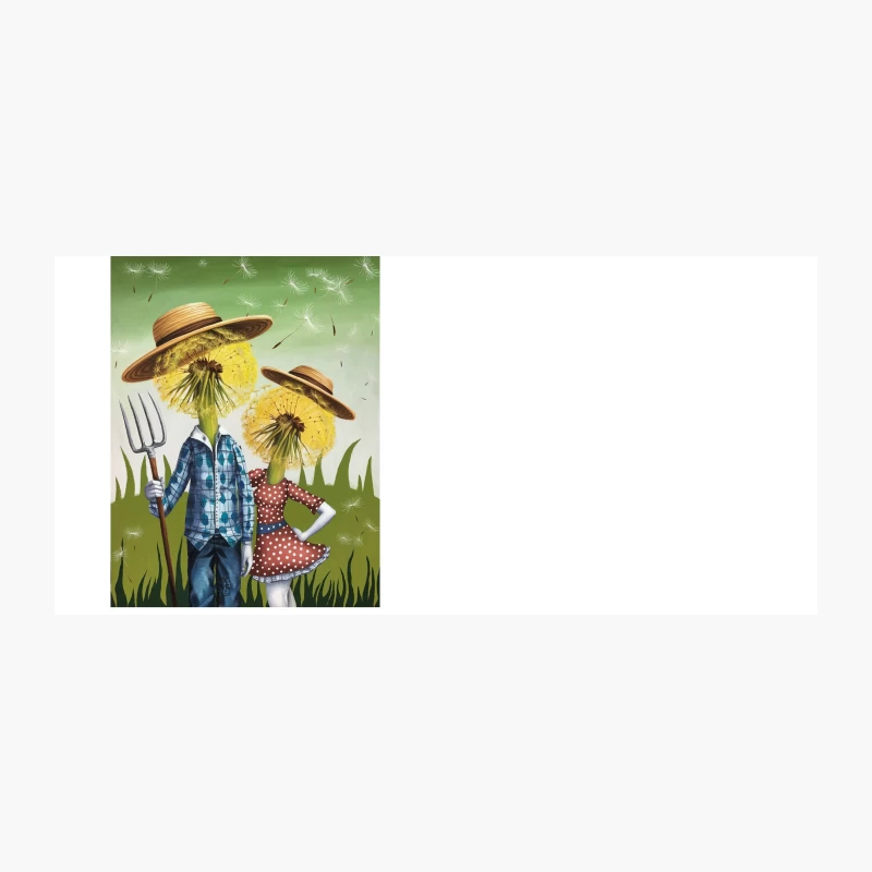 Whimsical Dandelion Farmers: A Surrealist Garden Scene Coffee Mug