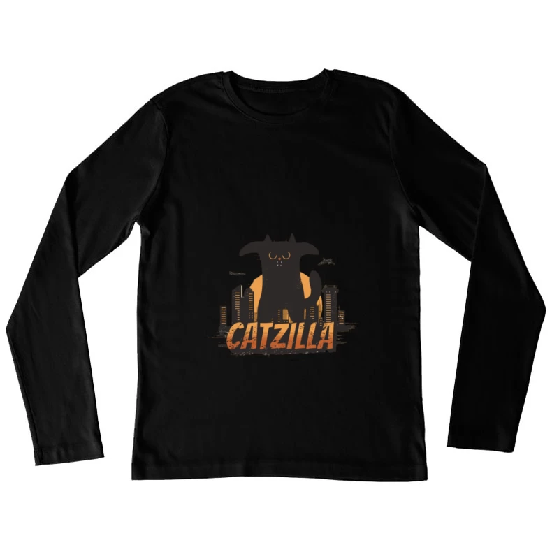 Catzilla über der Stadt Damen Langarm T-Shirt