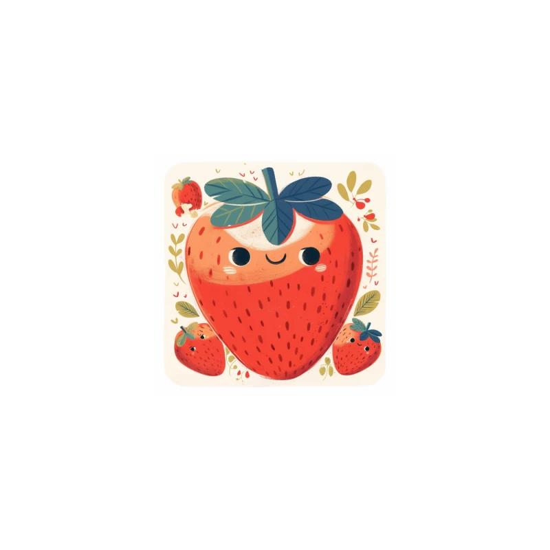 Adorable Kawaii Strawberry Family Illustration iPhone Case