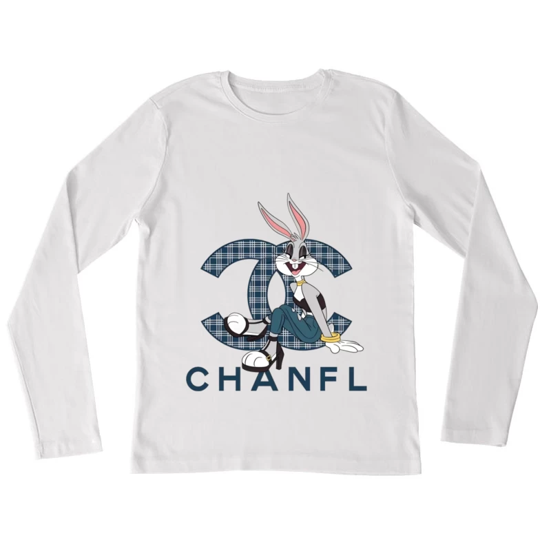Kreatives Logo-Design mit Comicfigur Damen Langarm T-Shirt