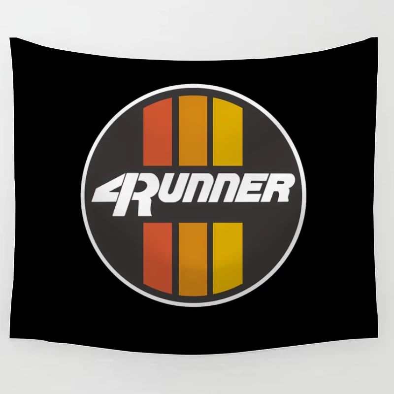 Retro-Style 4Runner Logo with Orange-Yellow Racing Stripes Tapestry