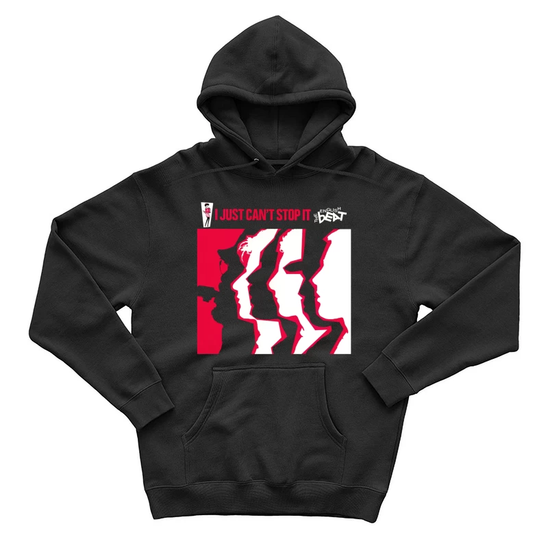 "I Just Can't Stop It" Abstract Red and White Album Cover Male Pullover Hoodie