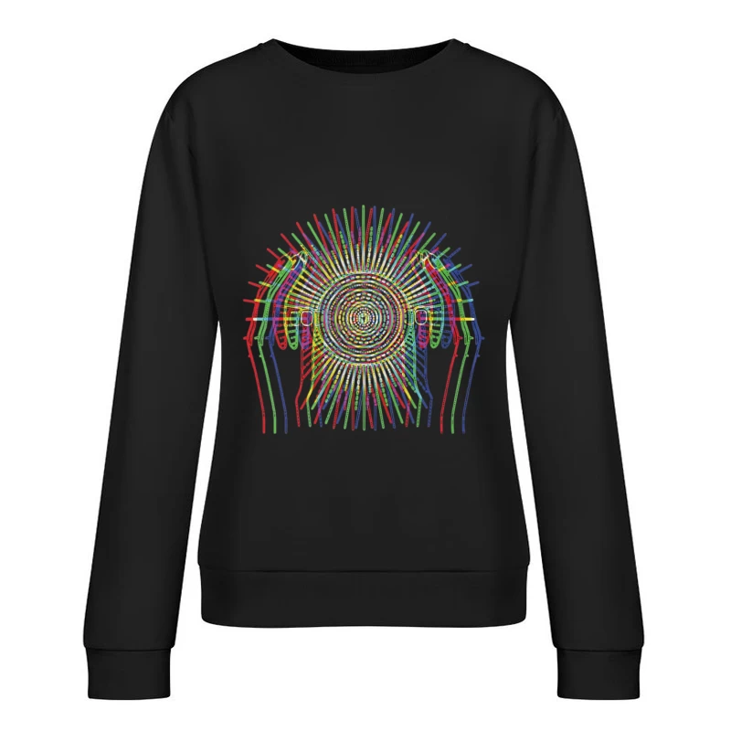 Design abstrait de lignes colorées Femme Sweat-shirt à enfiler