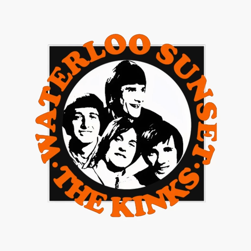 Vintage The Kinks Band Album Cover with Orange Text Cotton Tote Bag