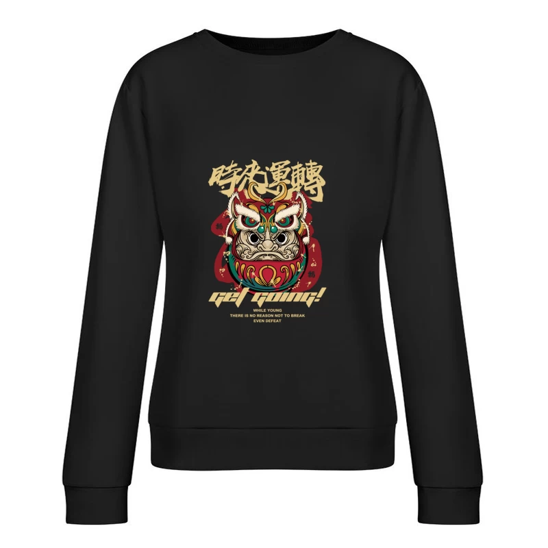 Mutiges Daruma-Motiv mit inspirierendem Zitat Damen Pullover Sweatshirt