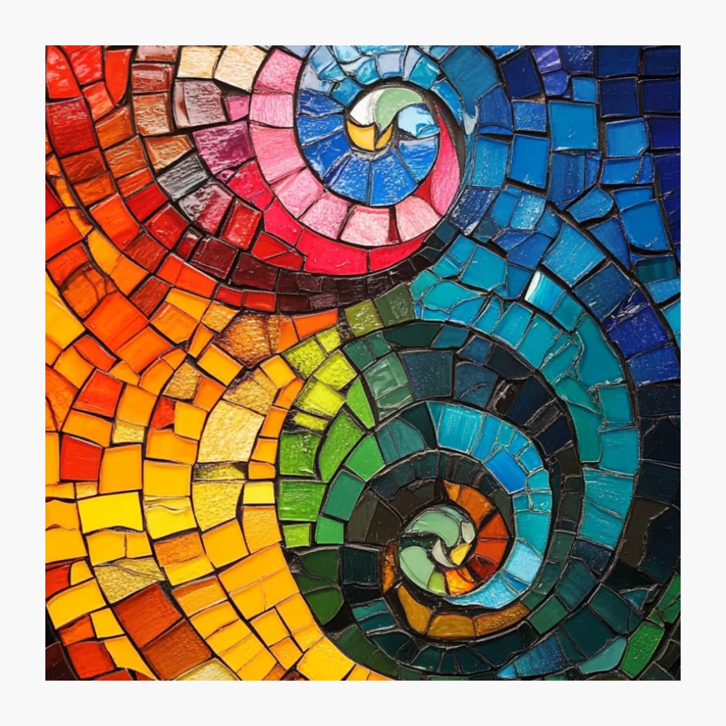 Vibrant Spiral Mosaic: Colorful Abstract Glass Art Pin