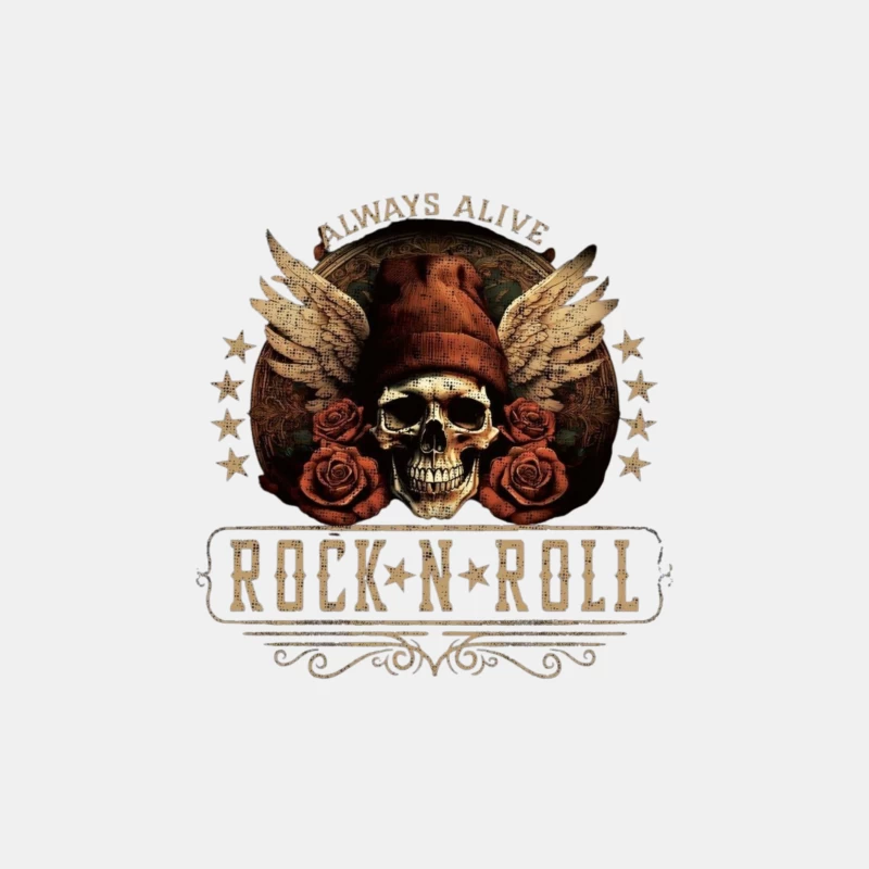 Rock and Roll Skull with Wings and Roses Male Tank Top