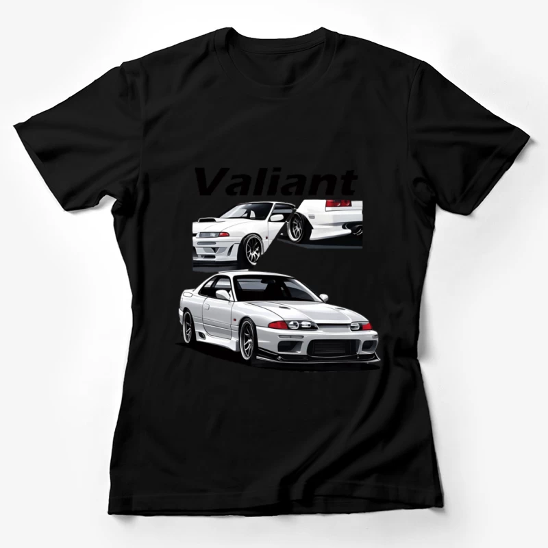Illustration eines weißen Sportwagens namens Valiant Damen T-Shirt