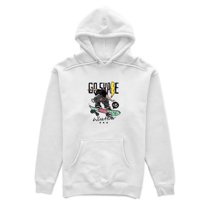 Skater in Aktion mit Blitz und Totenschädel-Design Damen Pullover Hoodie