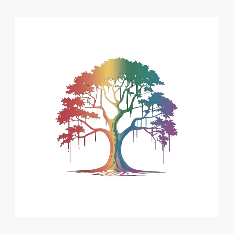 Rainbow Tree: A Colorful Symbol of Diversity and Nature Throw Pillow