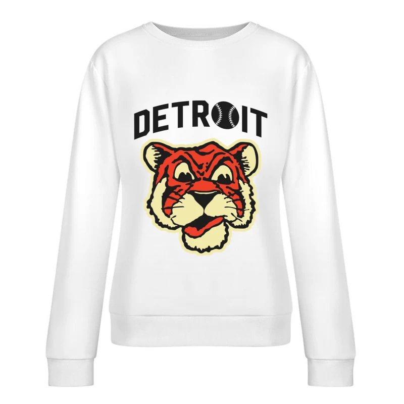 Vintage Detroit Tigers Baseball Team Logo Design Female Pullover Sweatshirt