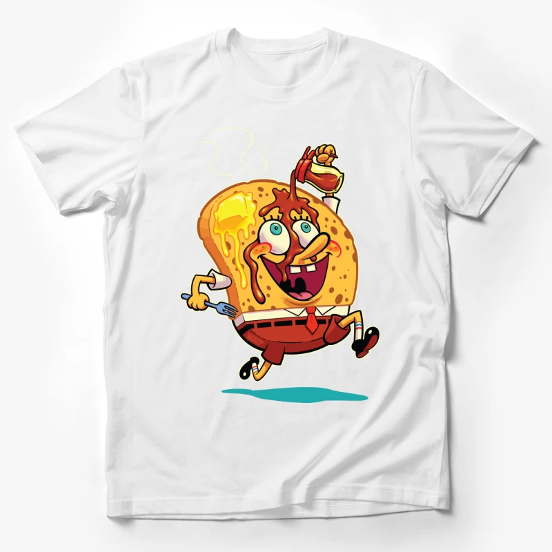 Excited Cartoon Slice of Toast Male T-Shirt