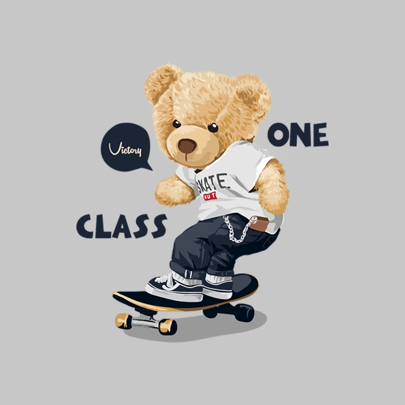 Skateboard fahrender Plüschteddy Damen Langarm T-Shirt