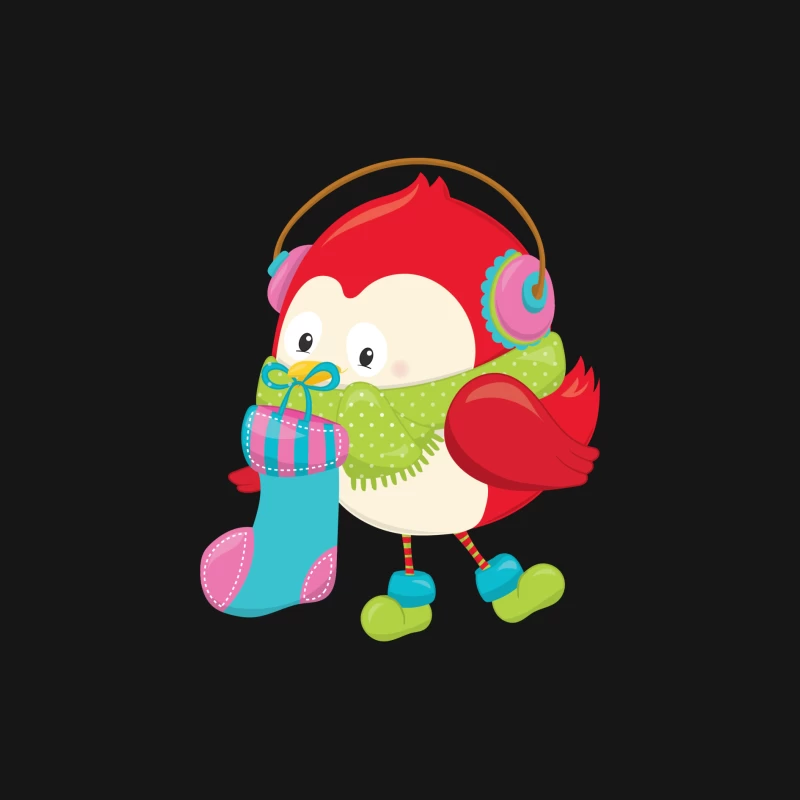 Oiseau mignon avec cache-oreilles et chaussette Femme Manches Longues T-Shirt