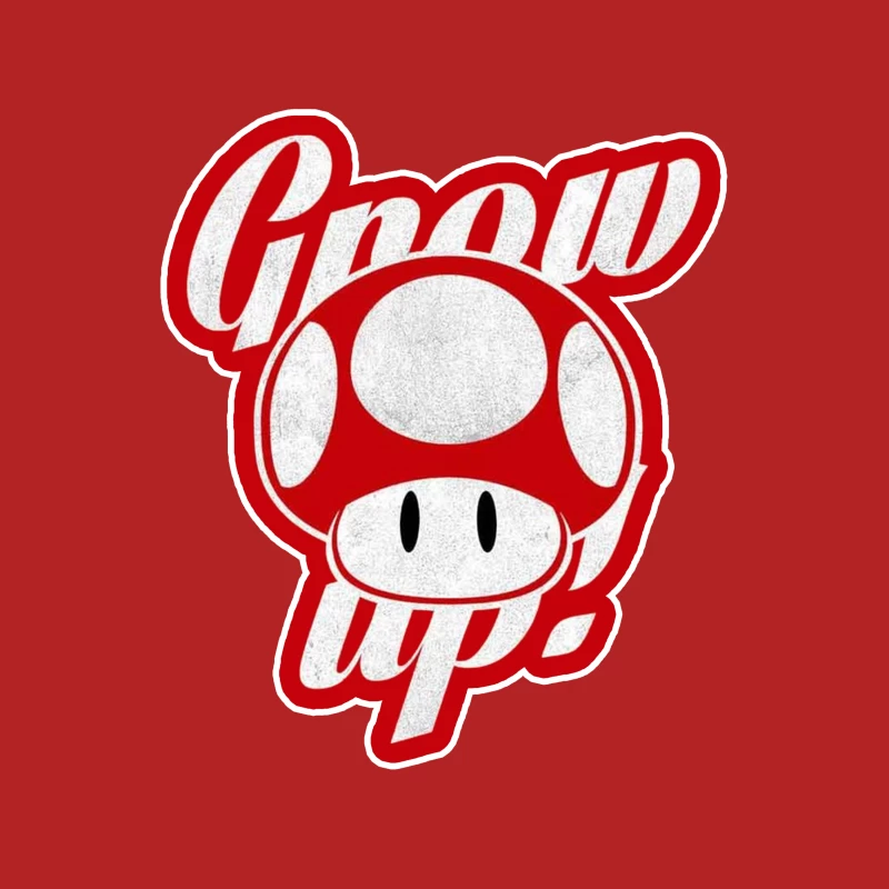 Retro Nintendo Super Mario Mushroom "Grow Up" Design Male T-Shirt