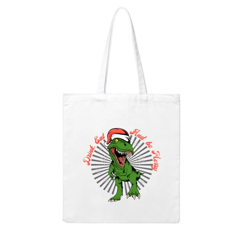 Festive Dinosaur Christmas Fun Cotton Tote Bag