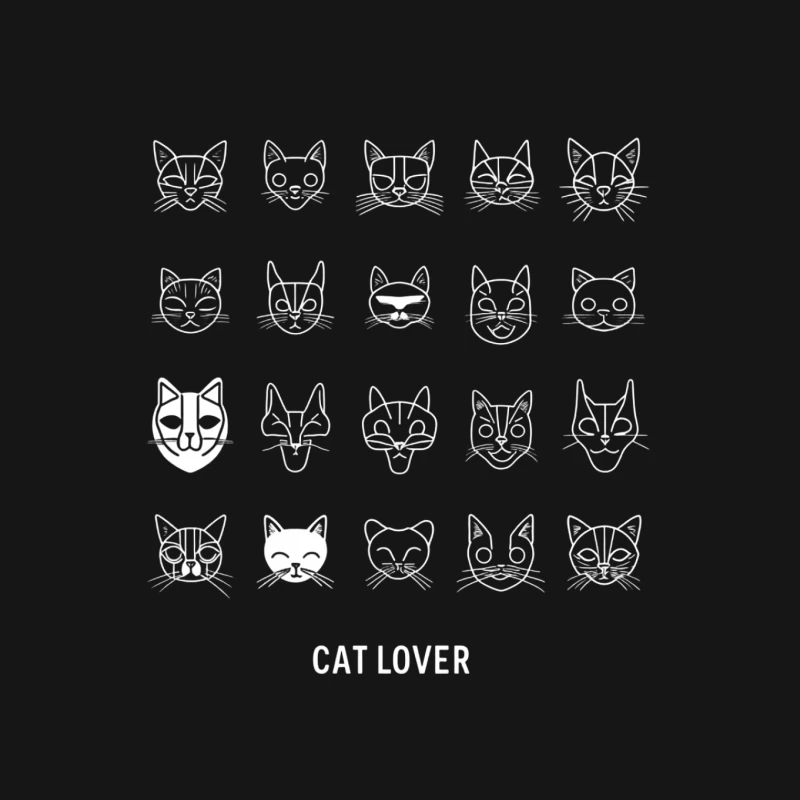 Whimsical Cat Face Sketches for Feline Enthusiasts Mouse Pad