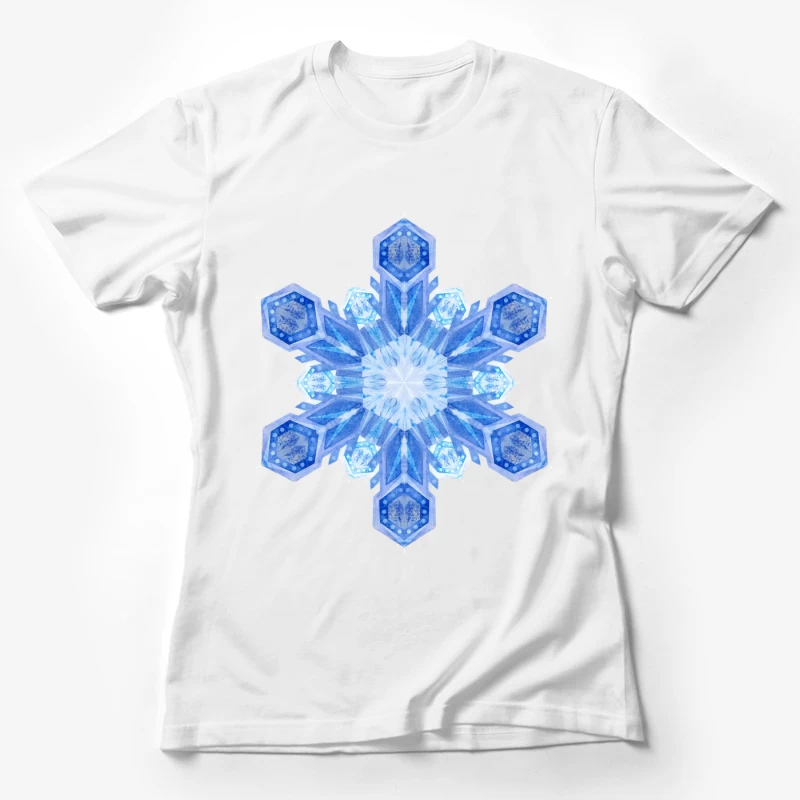 Flocon de neige géométrique bleu Femme T-Shirt
