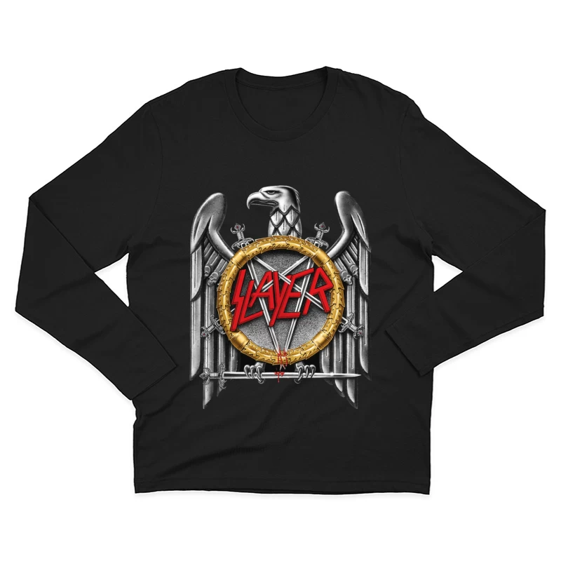 Slayer Metal Band Eagle Emblem with Crossed Swords Male Long Sleeve T-Shirt