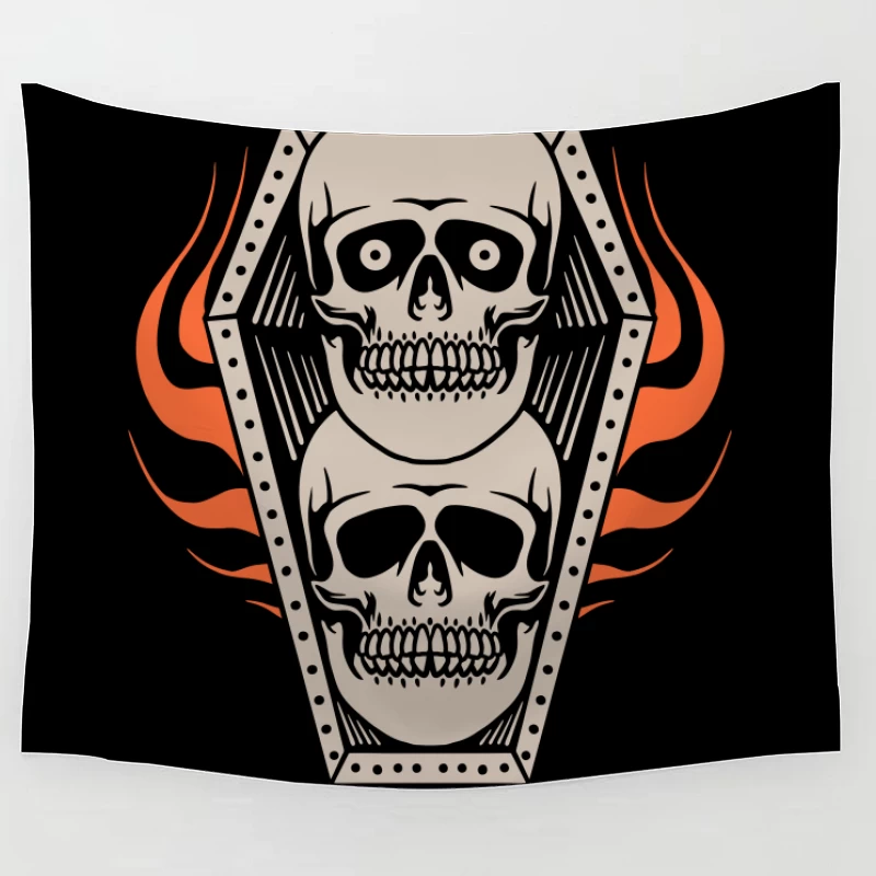 Skull Coffin Design Tapestry