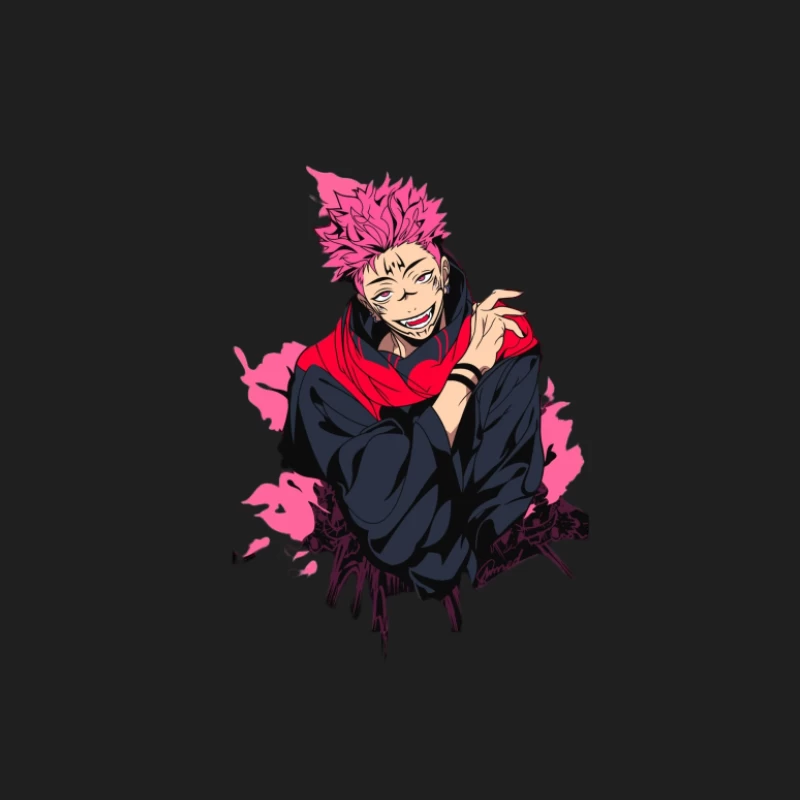 Anime-Charakter mit pinken Haaren und schwarzem Outfit Herren Tanktops