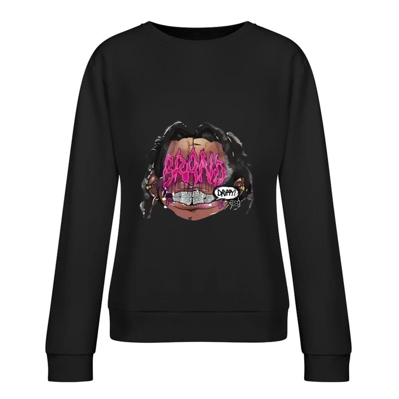 Design graphique avec texte éclatant Femme Sweat-shirt à enfiler