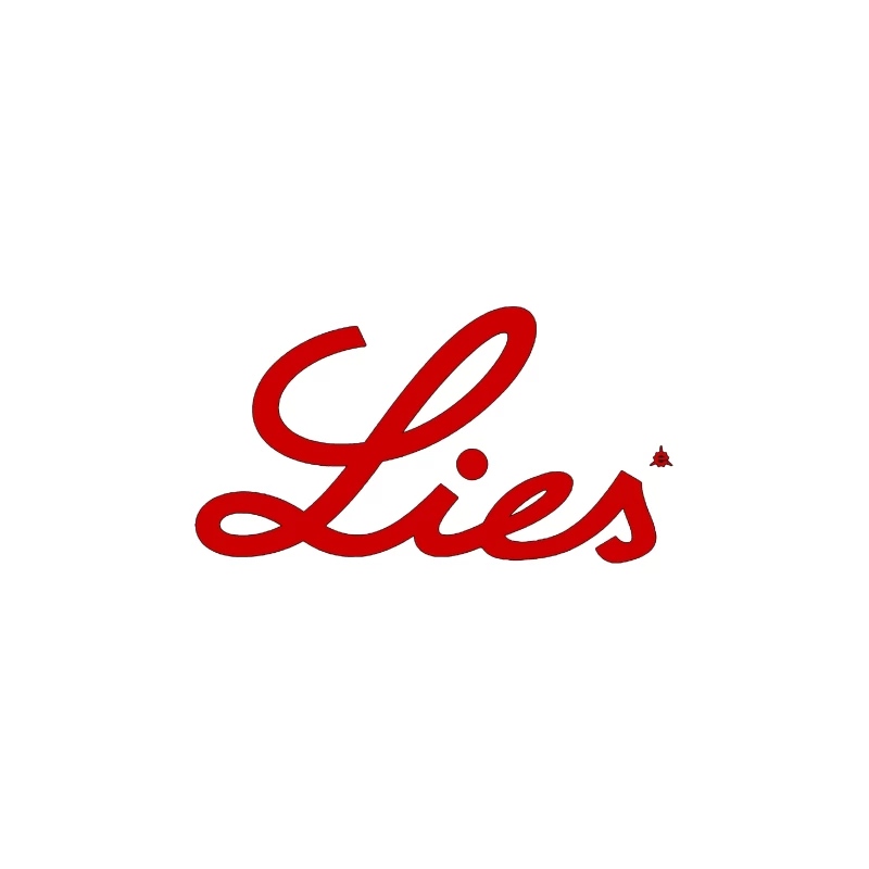 Red Cursive "Lies" Typography Logo Travel Mug