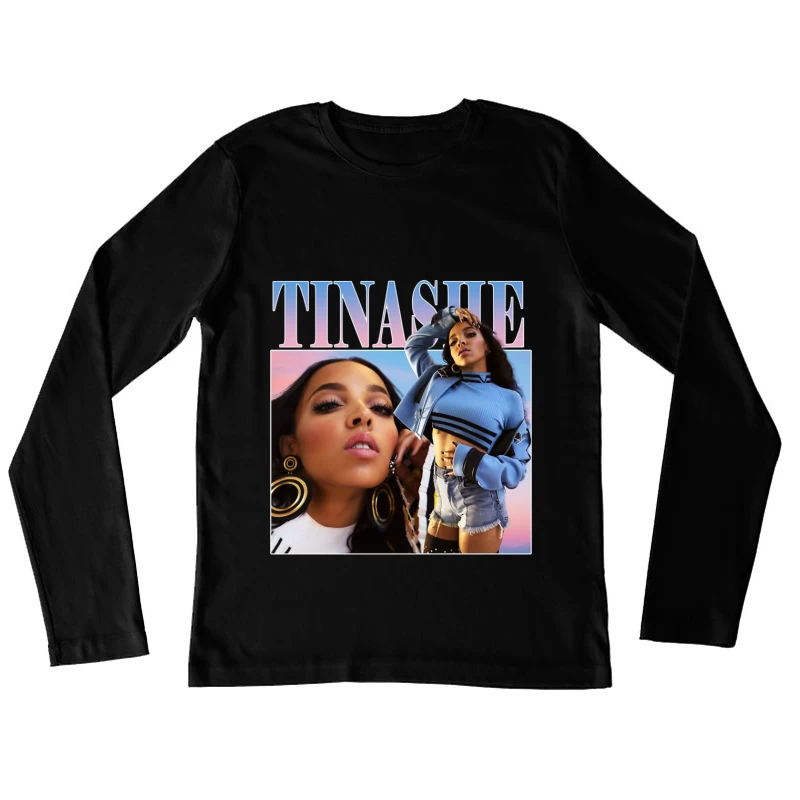 Stylish R&B Album Cover Featuring Modern Fashion and Glamour Portrait Female Long Sleeve T-Shirt