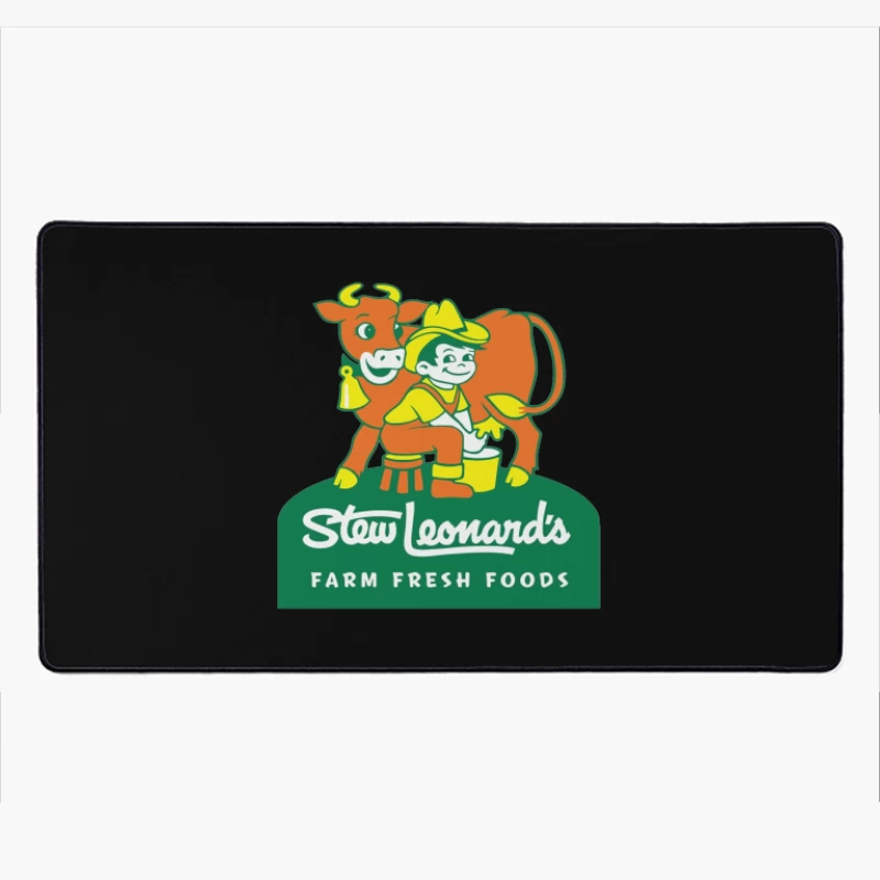 Stew Leonard's Vintage Farm Fresh Foods Logo with Cartoon Cow Desk Mat