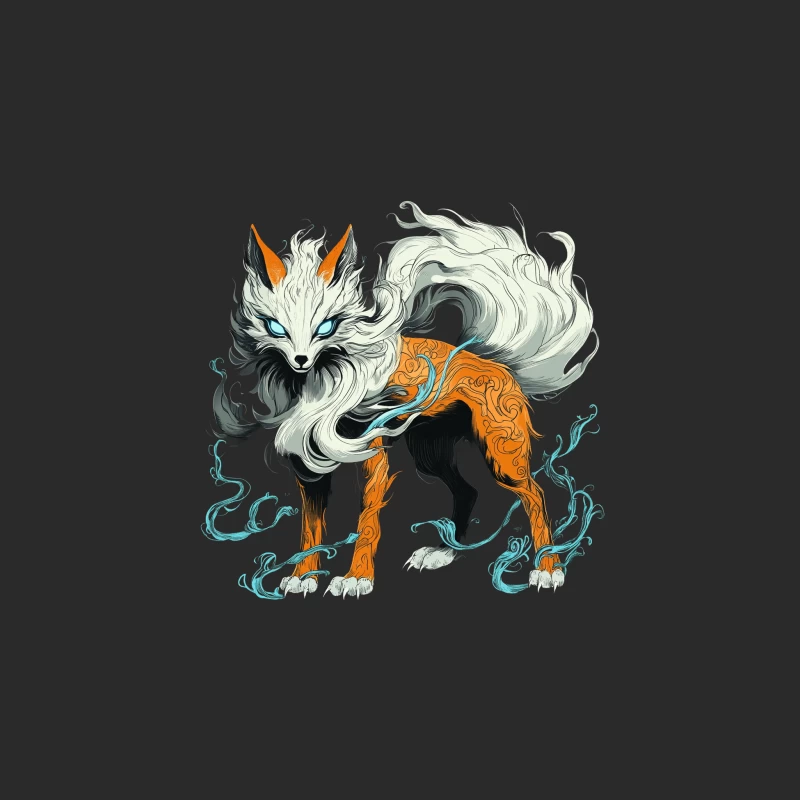 Mystical Fox with Flowing Fur and Ornate Design Baseball Cap