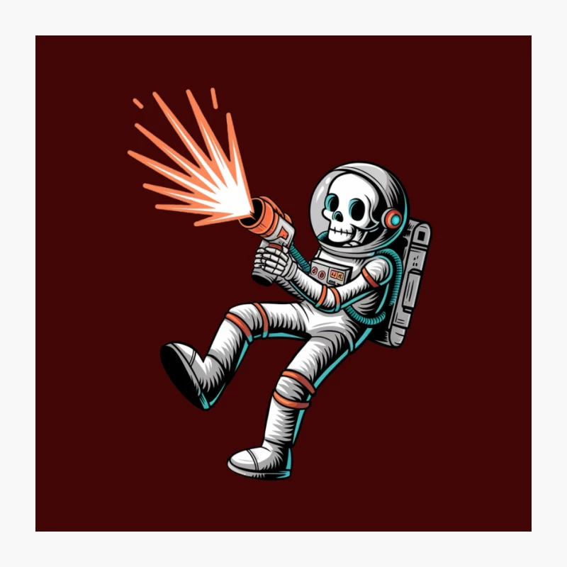 Cartoon Skeleton Astronaut with Laser Gun Pin