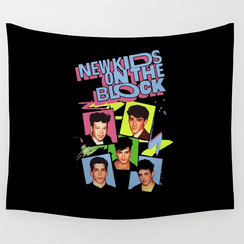 New Kids on the Block 90s Pop Group Vintage Photo Collection Tapestry