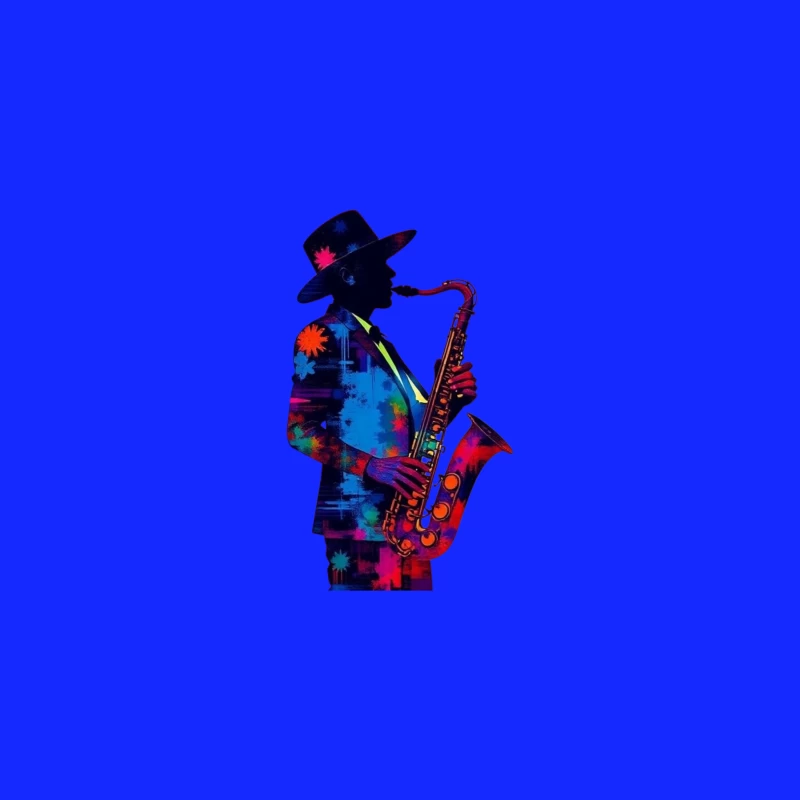 Colorful Saxophonist Silhouette Desk Mat
